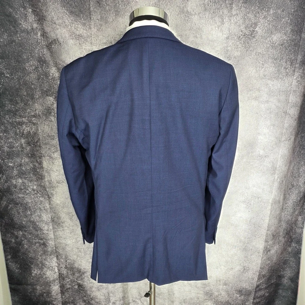 Calvin Klein Blazer Mens 42L Blue Wool Natural Stretch Sports Coat Jacket 2 B‎